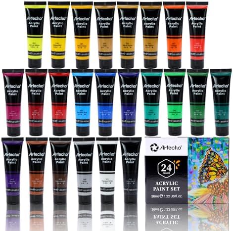 Artecho Pinturas Acrilicas 18 × 36 ml, para Bellas Artes y Manualidades, Acrylic Paint Set, Impermeable y resistente a la luz para Lienzos, Tela, Madera, Cristal, Piedras