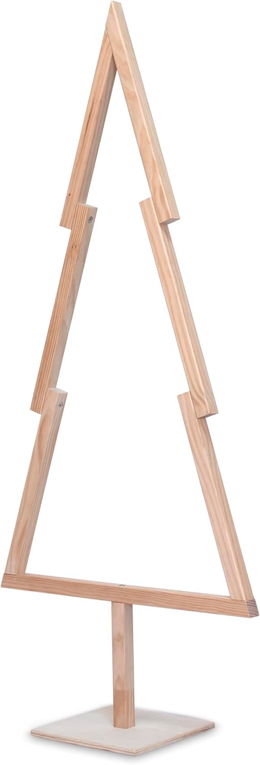 Arbol de Navidad de Madera, con Forma de Abeto, en Pino Natural, para Suelo y para Colgar (150 cm)